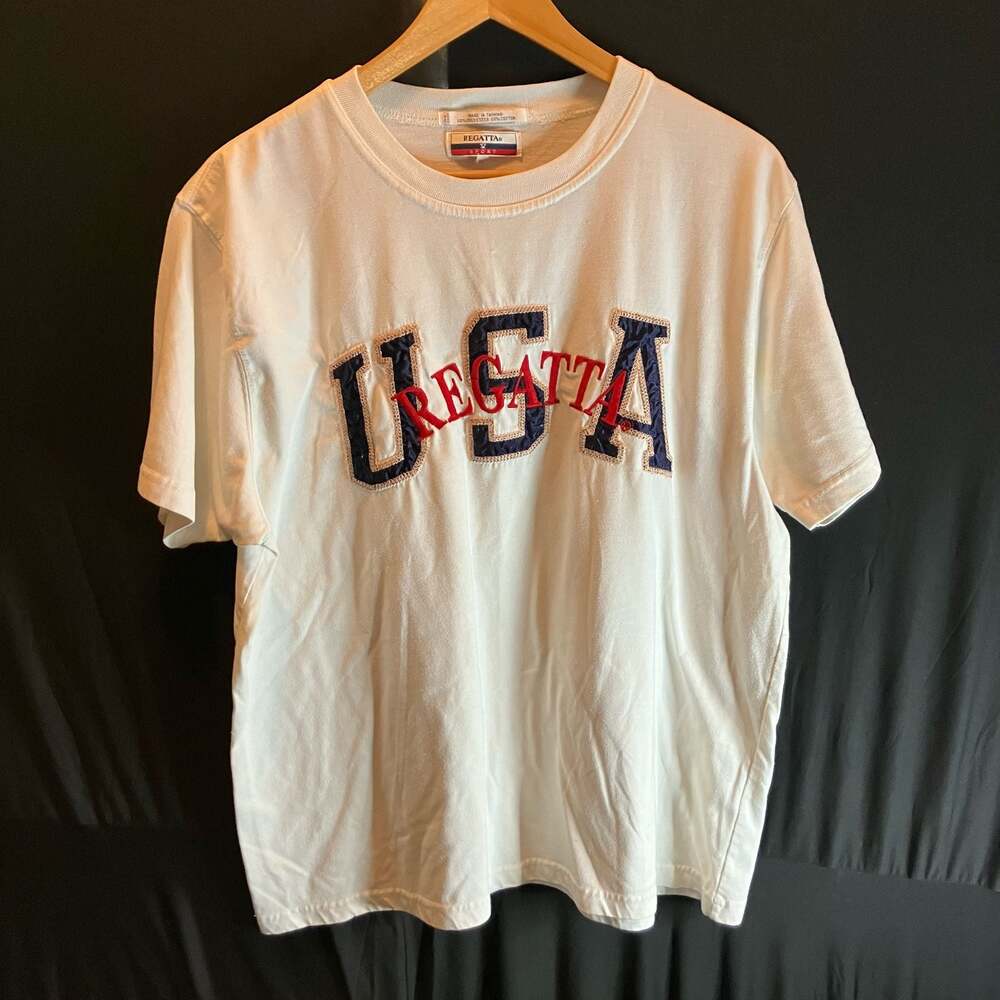 Vintage 90s Regatta Sport USA Embroidered Graphic T-Shirt White XL